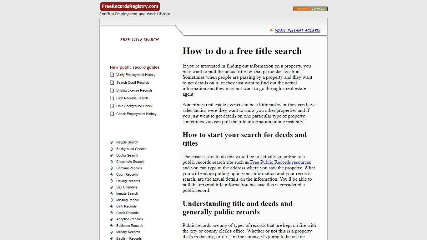 Free title search - Gov-Records, Unlimited Public Record Searches